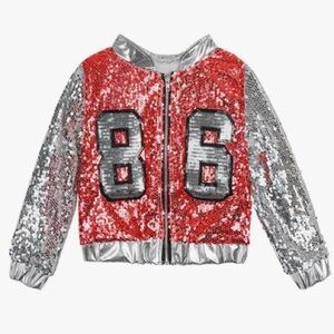 Red and Silver Sequin Jacket with 86